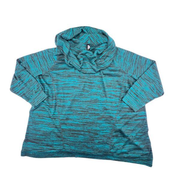 Sweaters - Massini Top Womens 3X Teal Cowl Neck Heathered Relaxed Fit Casual Soft Sweater